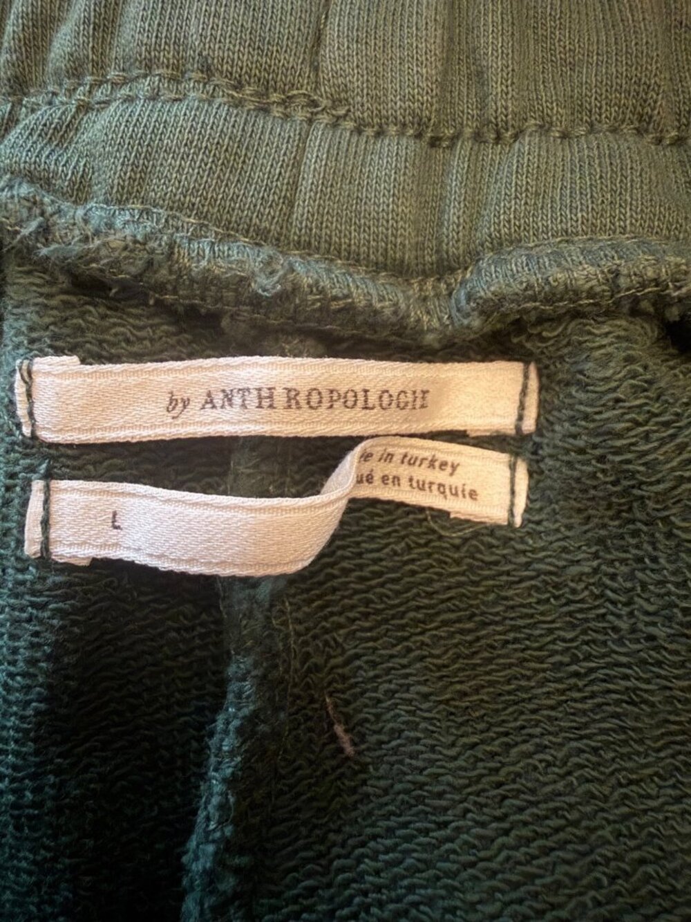 Anthropologie Green Drawstring Shorts With "85 Chicago" Graphic Size L 100% Cott - Picture 4 of 7